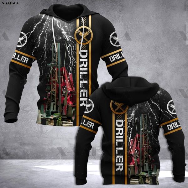 

men's hoodies & sweatshirts driller flash worker job uniform personalized printed hoodie man female zipper pullover sweatshirt streetwe, Black