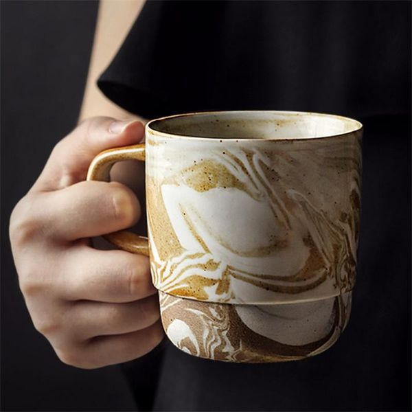 

mugs japanese handmade coarse pottery coffee mug creative retro household couple breakfast milk cup ceramic teacup office drinkware