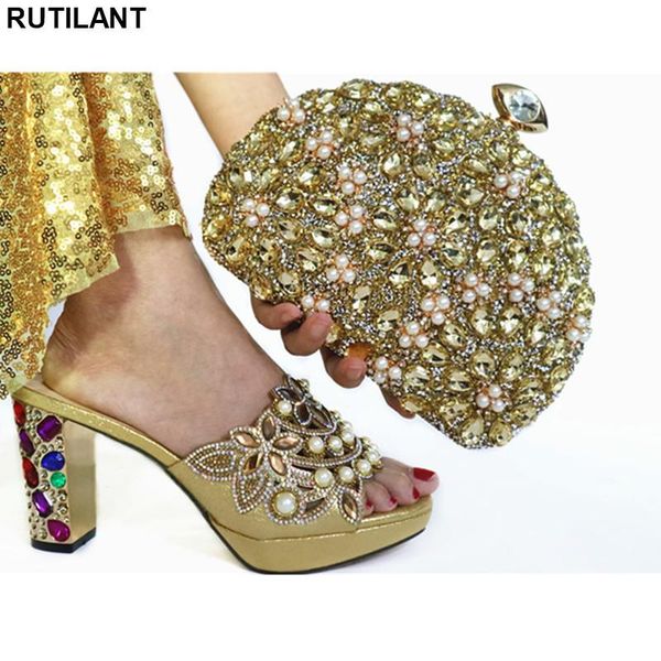 

dress shoes plus size women heel ladies italian and bag set decorated with rhinestone bags envio gratis, Black