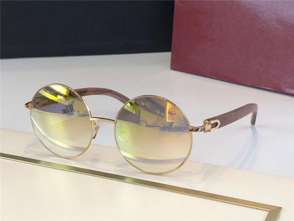 

new fashion design sunglasses 8200928 simple round frame with wooden temples, classic retro design, uv400 protective sunglasses, White;black