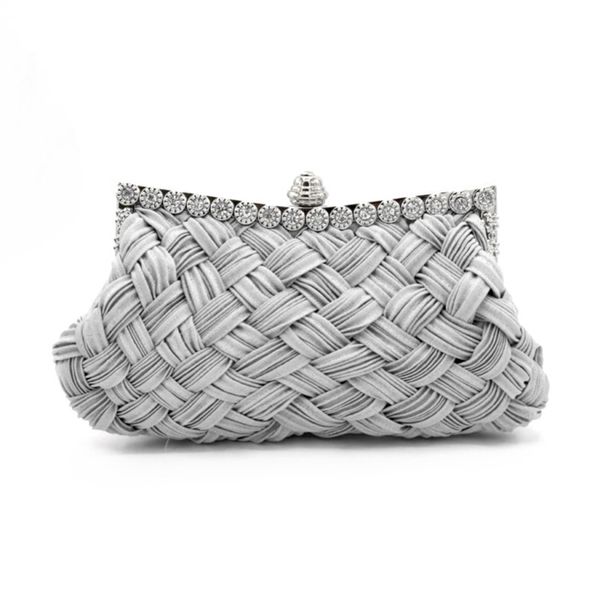 

new diamond inlaid satin woven bridal big red banquet hand diagonal cross bag