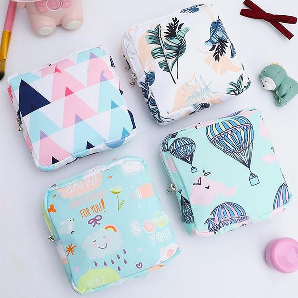

storage bags women portable sanitary napkin bag cotton travel makeup literary zipper coin purse sundries