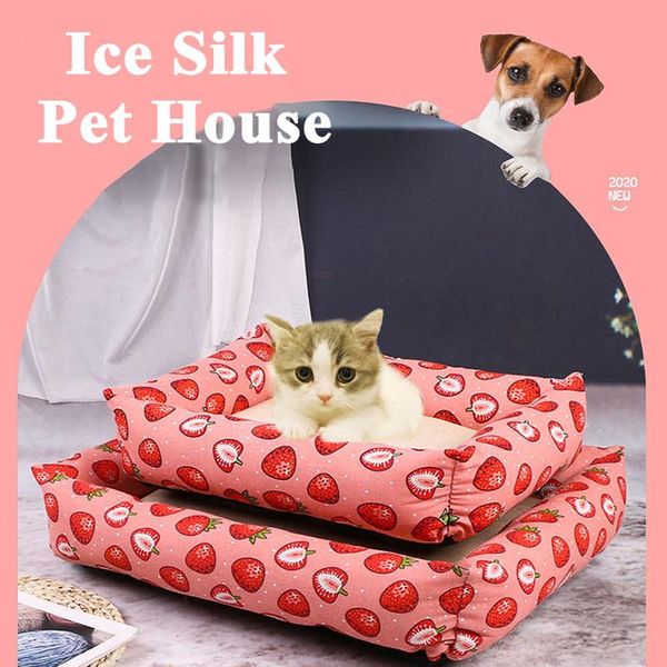 

kennels & pens 45*55cm pet bed small nest ice wire doghouse non-slip mat moisture-proof cat sofa hand wash dog blanket supplies