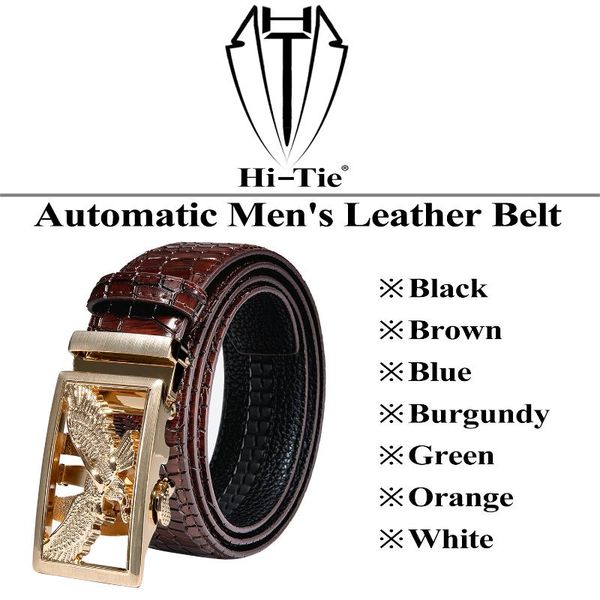

belts hi-tie mens black brown blue white green leather straps automatic buckles waistband for men dress jeans casual formal