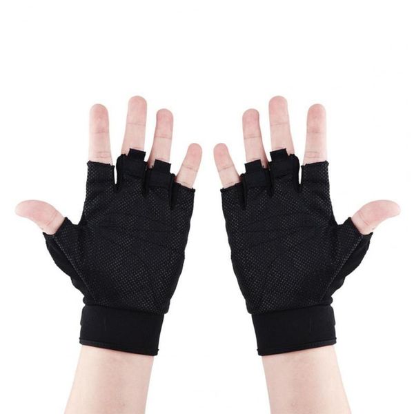 

cycling gloves professional breathable anti-slip half finger summer fingerless 1 pair outdoor for, Black