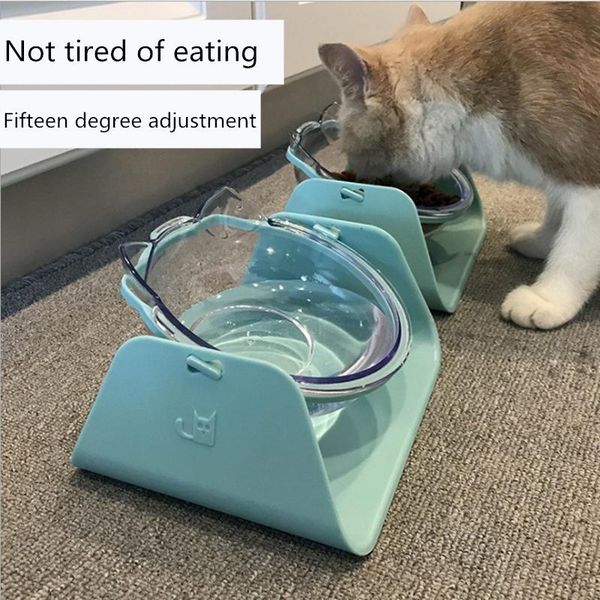

degree adjustable cat bowl protection cervical pet trough and dog tray feeder tableware bowls & feeders