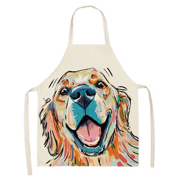 

cloocl golden retriever aprons 3d graphics watercolor cartoon printed polyester apron cleaning tools waist baking home textiles 68x55cm