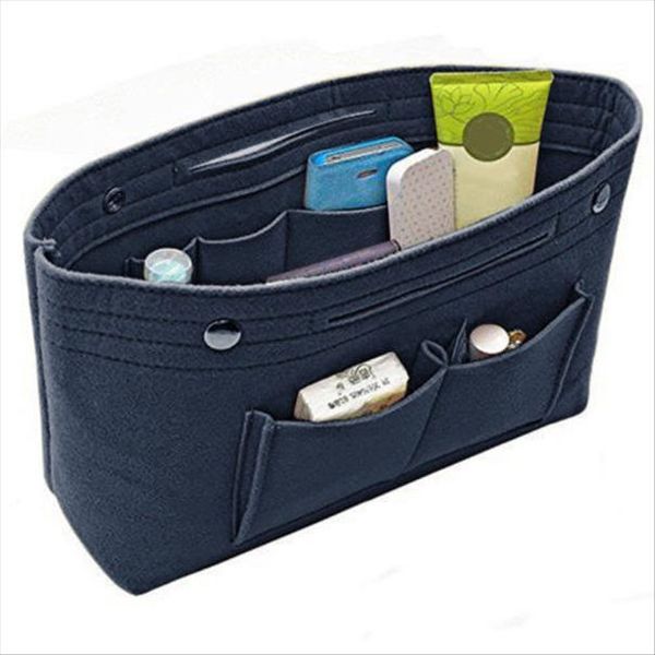 

cosmetic bags women portable felt fabric purse handbag organizer bag multi pocket insert drop good quality
