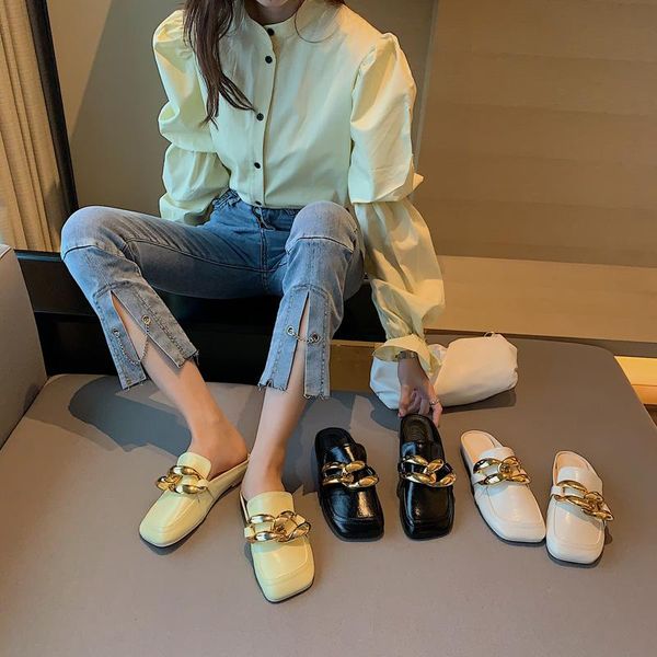 

sandals baotou half slippers women's outer wear spring korean style all-match fashion casual trendy flat, Black