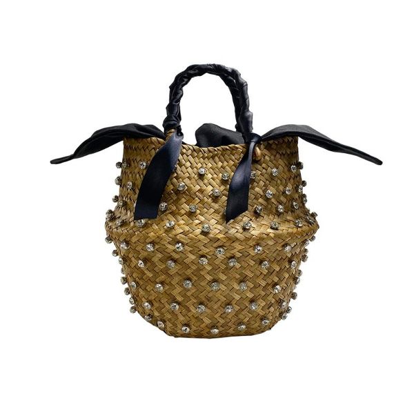 

beach bag with pearl ladies woven bucket straw diamond handbags clutch bags