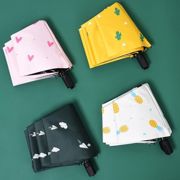 

umbrellas portable travel sunny umbrella folding rain women gift mini pocket parasol girls anti-uv waterproof paraguas