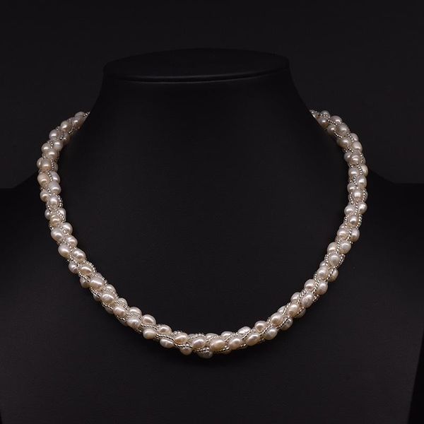 

chokers 5-6mm pearl geometric shape natural freshwater necklace romantic gift for women 2021 handmade jewelry accessories, Golden;silver