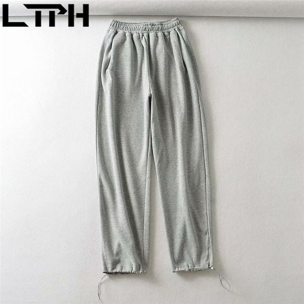 

casual vintage loose wide leg pants women trousers simple solid color all-match thicken warm autumn winter 210427, Black;white
