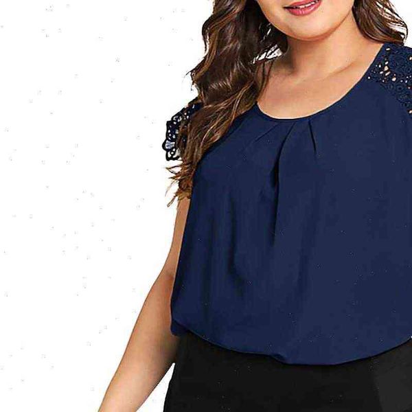 

30 fashion women blouses blouse plus size solid o neck floral lace shoulder shirts shirt, White
