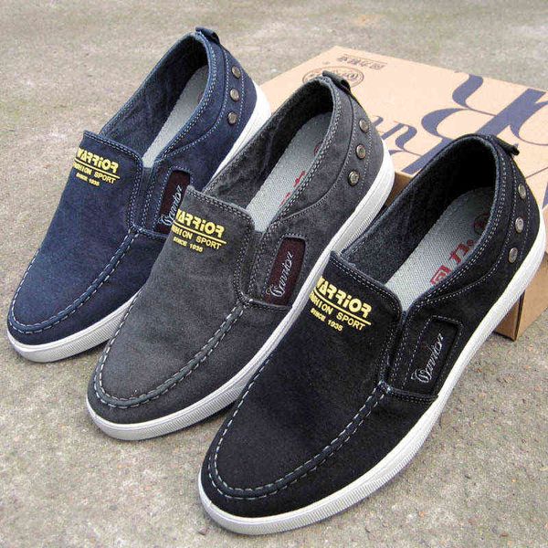 

selling shanghai huili shoes men's canvas one foot lazy fashion casual 3228, Black