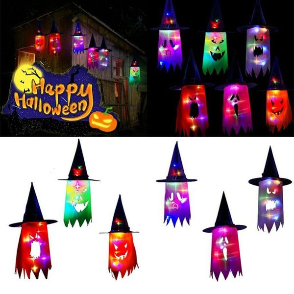 

cycling caps & masks 3pcs halloween tassel witch hats led lights light up outdoor hanging house decor, Black