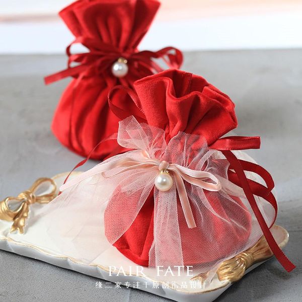 

storage bottles & jars wedding sugar bag candy box hand carrying velvet red blue