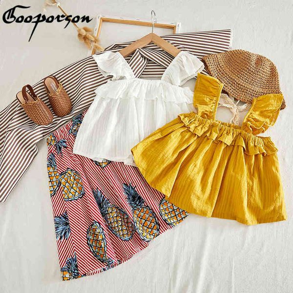 Ragazze estate 2019 nuovo stile vestiti set moda camicetta moda camicia e gonna ananas carino vacanza bambina abbigliamento vestito bambini set g220310