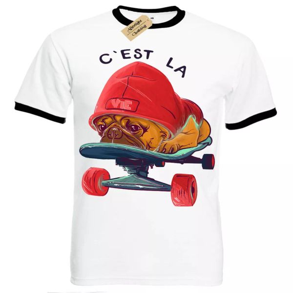 

c'est la vie camiseta skateboard carlino camiseta hombre ringer, White;black