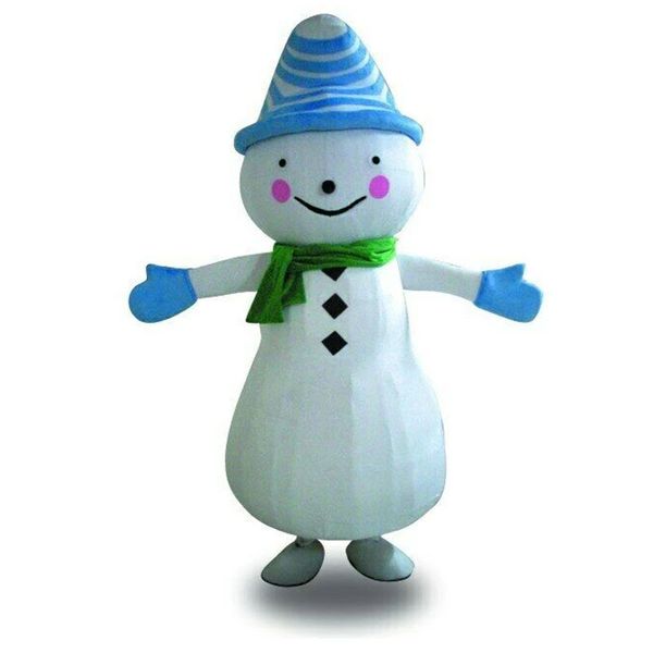 Costume della mascotte del pupazzo di neve di Halloween Personaggio dei cartoni animati Uomo di neve Personaggio a tema Carnevale Festival Vestito operato Natale Adulti Taglia Festa di compleanno Vestito da esterno