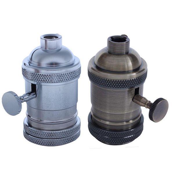 

lamp holders & bases e27 es vintage retro screw bulb socket holder light with switch bronze