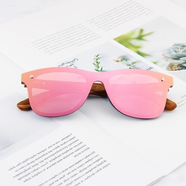 

highend accessories custom colorful wood sunglass for men women one piece pink bamboo sun glass, Black