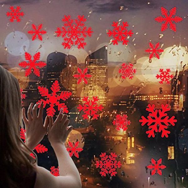 

wall stickers christmas red white snowflake window glass decal home office decor