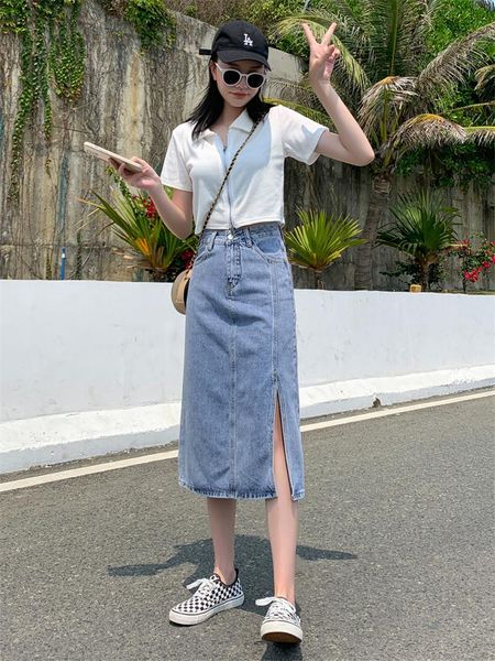 

women's sweaters 2021 rushed 20493 (no.3 middle, row 12 of the hall) non real red picture split denim skirt 43, White;black