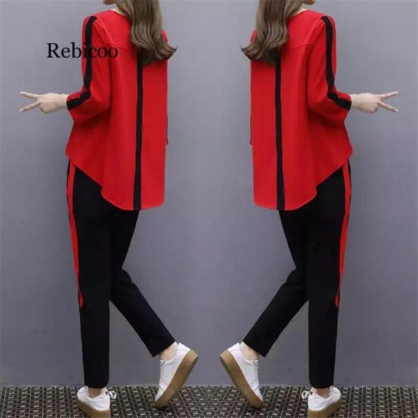

two piece dress plus size large l- 4xl outfit tracksuit sportswear co-ord set for women and pants ruffles striped clothing, White