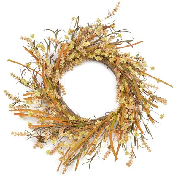 

20in fall wreath front door grain harvest gold wheats ears circle garland autumn for lad decorative flowers & wreaths