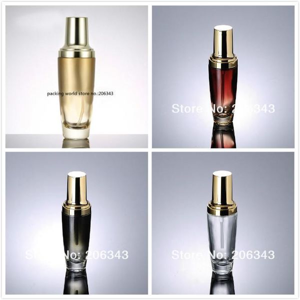 

50ml black/red/clear/gold glass bottle with gold pump&lid for lotion/emulsion/serum/foundation/toner skin cosmetic packing storage bottles &