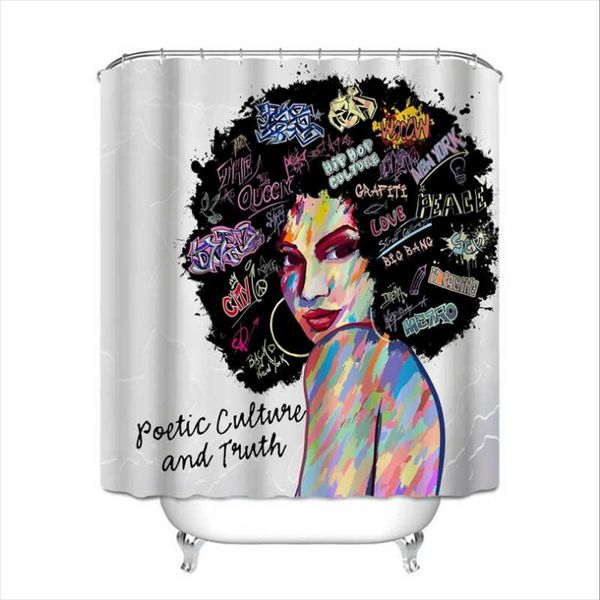 

shower curtains curls african girl curtain america women waterproof bathroom anti-slip bath mats carpets rugs toilet pad
