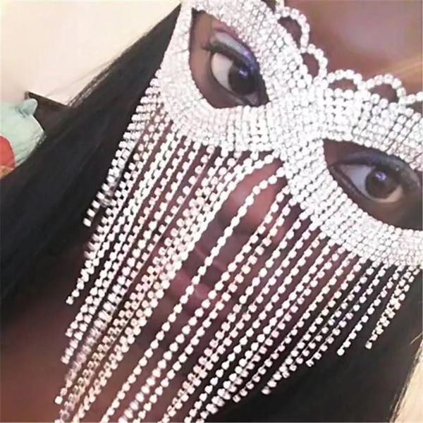 Exquisite Sexy Strass Quaste Eye Frauen Bauch Luxus Glänzende Kristall Maske Mode Tanz Gesicht Schmuck