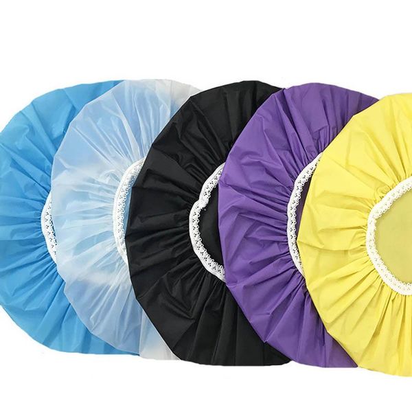 

shower caps 1pcsportable hair cover lace waterproof bath supplies tools multi purpose pure color cap elastic swimming hats