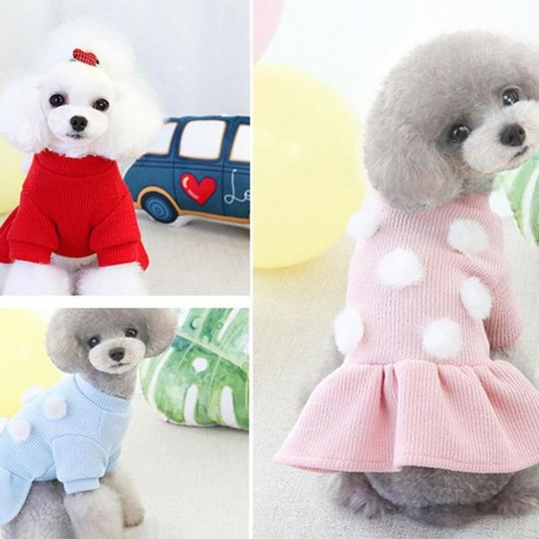 

dog apparel dogs skirts skin-friendly pet bright color round neck cozy warm clothing