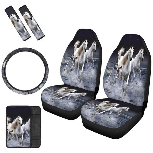 

car seat covers pinup angel white horse pattern comfortable center strap soft steering wheel cover safety seatbelt shoulder pads