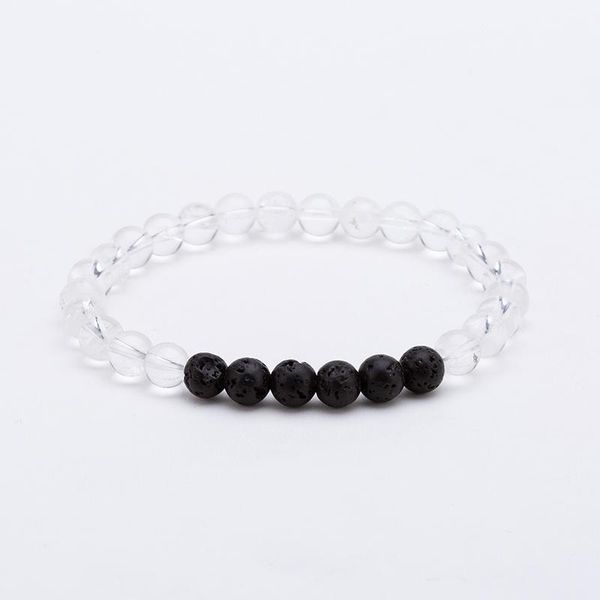 

beaded, strands 6mm white crystal bead bracelet chakra yoga volcanic stone natural round beads bracelets for women meajoe, Black
