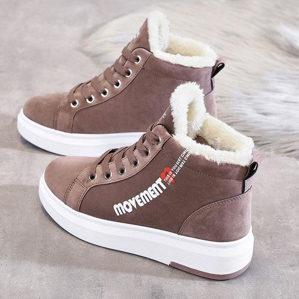 

boots ladies winter ankle women warm thick plush suede shoes snow female sneakers fur botines mujer, Black