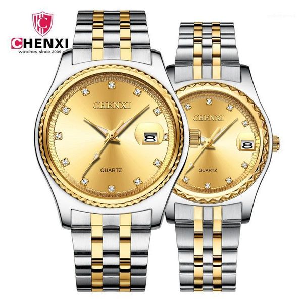 

wristwatches era simplicity gold watch for couple inlaid rhinestone quartz luminous hands accessories waterproof calendar multi-function, Slivery;brown