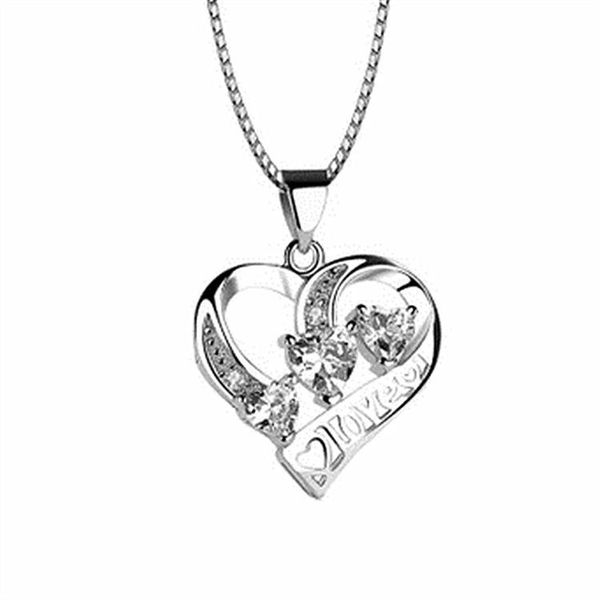 

chains earringsjapan and south korea blue three heart pendant female fashion creative diamond love clavicle necklace ladies jewelry, Silver