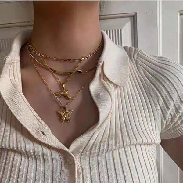 

pendant necklaces pistol shape for women hip hop style fashion men necklace chic clavicle chain female drop, Silver