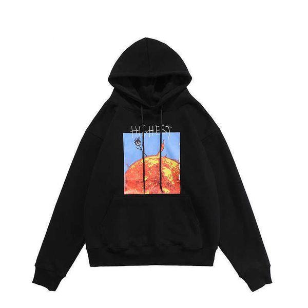 

21ss young men travis scott ts matchman flame loose high street couples hoodie sweater trendy style, Black