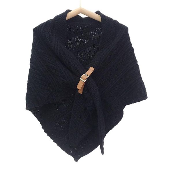 

hats, scarves & gloves sets scarf shawl wraps for women buckle winter thin shawls knit warm cape weaved cloak, Blue;gray