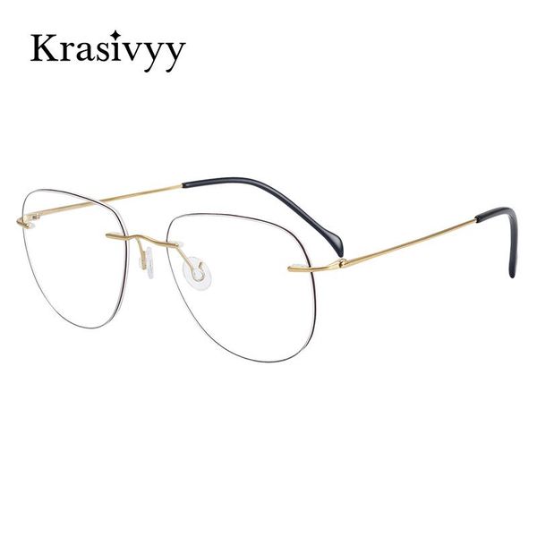 

fashion sunglasses frames krasivyy rimless pilot eyewear women myopia optical eyeglasses for men pure titanium prescription gla, Black