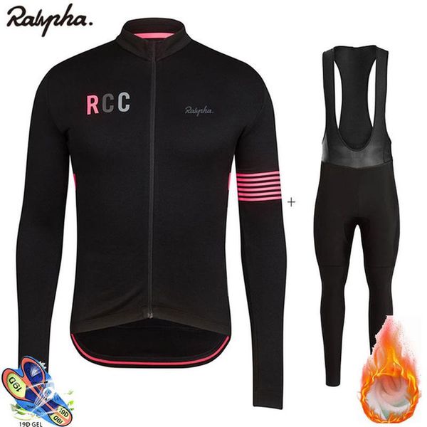 

racing sets cycling jersey set ralvpha rcc pro winter clothes warm wool fleece ropa ciclismo invierno men's tights triathlon, Black;blue