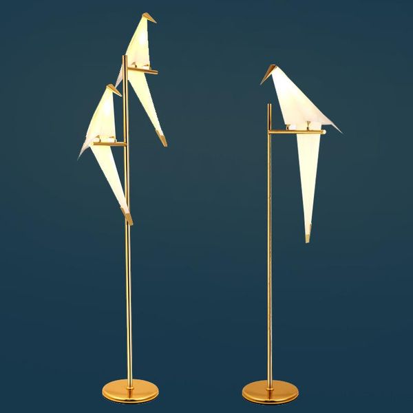 

decorative art bird paper floor lamp bedroom living room study origami rack bedside reading desk gold lamps