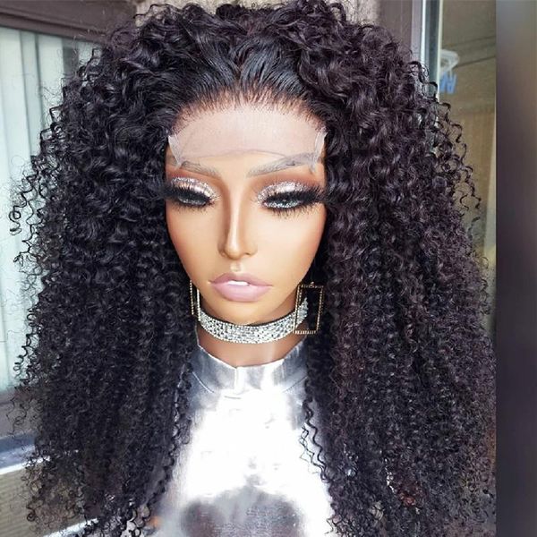 

synthetic wigs part loose curly lace frontal wig with baby hair natural black preplucked heat resistant fibre