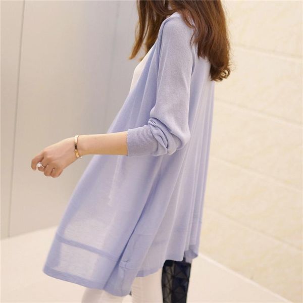 

women's knits & tees in loose clothing the summer of 2021 thin sweater knitting cardigan long-sleeved plus early autumn, White