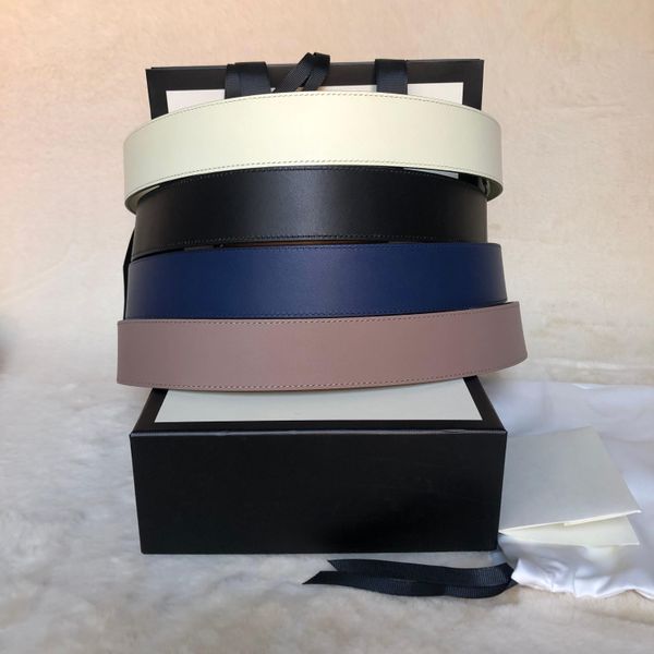 

classic 6 colors 3 widths genuine leather women belt with box men belts gold silver buckle, Black;brown