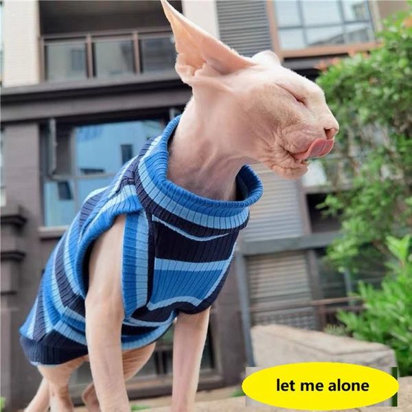 

cat costumes stripe clothes for sphinx hairless striped sleeveless clothing pet supplier